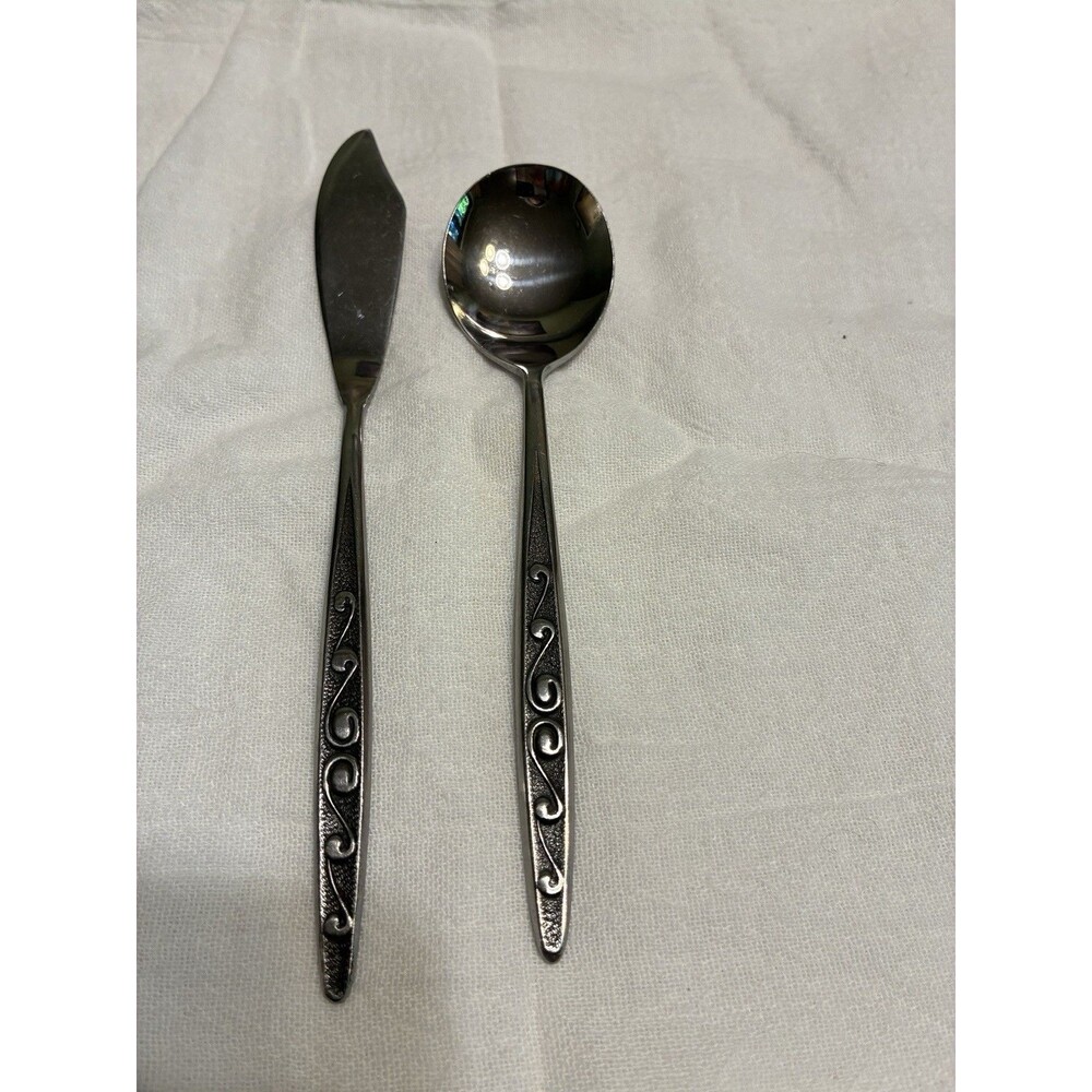 Hanford Forge RUTGERS Stainless Glossy  Master Butter Knife 7" And Sugar Spoon